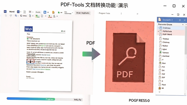 PDF-Tools�ĵ�ת��������ʾ��չʾ��Word�ĵ�ת��ΪPDF�ĶԱ�Ч����������ʾ���������ļ��б���ɫ������