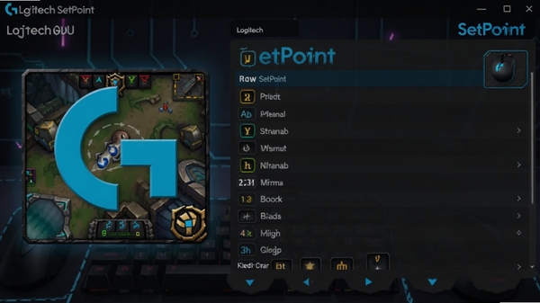 Logitech SetPoint��Ϸ�����ļ����ã�չʾ��Ӣ�����ˡ���Ϸ�İ���ӳ�䷽������������Ϸͼ��ͻ���������б�����������Ϊ��ɫ��Ϸ���