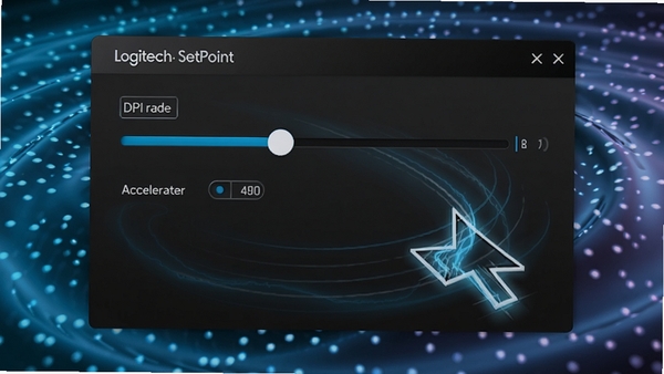 Logitech SetPointָ��������壬��ʾDPI���ڻ���ͼ��ٶ�ѡ�����Ϊ��̬���ƿƼ��У�ָ���ƶ��켣�Թ�Чչʾ�����־�׼���ƸС�