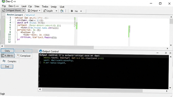 Dev-C++�������ͼ��չʾ����༭�������밴ť���������̨���������������ִ�����ƣ��߷ֱ���