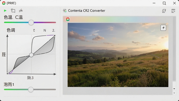 Contenta CR2 Converterɫ�ʵ�����壬����ɫ�»��顢ɫ�����ߡ����Ͷȵ��ڵȹ��ߣ��������ֱ�ۣ�����Ϊǳ��ɫ��ͻ��ɫ��Ԥ�����ڣ�ͼ����ʾ�羰���ţ��������