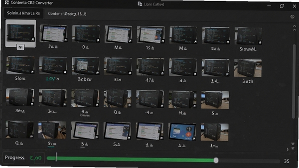 Contenta CR2 Converter�����������棬��������ͼ���У���������ʾת��״̬������Ϊ��ɫ����̨