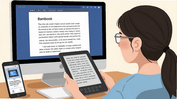 һ���û�����ʹ��ʢ������Bambook�Ķ����Ĳ�дͼ��������Ļ��ʾ�Ķ����棬�Ա����ֻ�ͬ����ʾ��������ܰ��ǿ����ƽ̨�޷��Ķ��ı���ԡ�