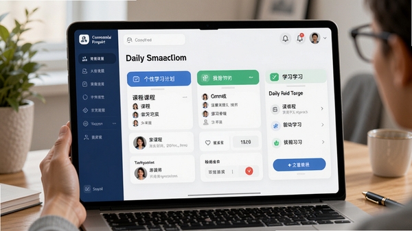 英语家教软件智能学习计划界面,展示个性化课程安排与每日学习目标