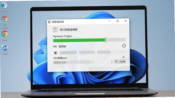 ���м��ܽ����������Windows 11ϵͳ�����е����滷����ͼ������Ϊ�����ֽ������������ʾ���ܽ��ȣ�����Ϊ�ʼǱ���̬���������