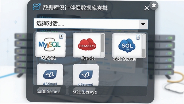 ���ݿ���ư������ݿ�����ѡ��Ի��������б�չʾMySQL��Oracle��SQL Server��ͼ�꣬�����Ѻã�ͻ�������ݿ�֧������