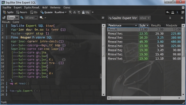 SQLite Expert SQL��ѯ���棬��ɫ�﷨�������Ҳ���ʾ��ѯ�������