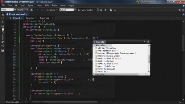 Macromedia Dreamweaver ����༭���棬��ʾ��ɫ�﷨������������ʾ�򣬱���Ϊ��ɫ���⣬ͻ������רҵ��