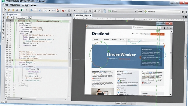Macromedia Dreamweaver ���ӻ������ͼ��������༭���Ҳ�ʵʱԤ����չʾ��ҳ���ֵ������̣����������ִ�