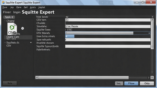 SQLite Expert���ݵ��뵼���򵼽��棬ѡ��CSV�ļ���ӳ���ֶ�