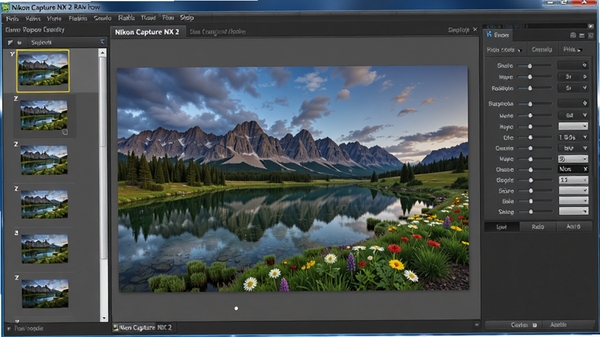 һ��չʾNikon Capture NX 2 RAW��ʽ�༭�����ͼƬ�����Ϊ����ͼ�б����Ҳ�Ϊ����������壬�м���ʾһ�Ÿ߶�̬��Χ�ķ羰��Ƭ��ɫ��ϸ�壬ϸ�ڷḻ��