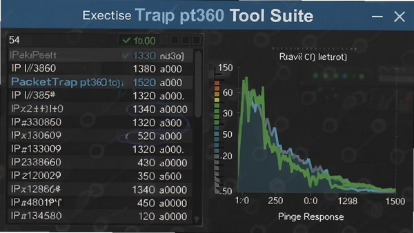PacketTrap pt360 Tool Suiteִ��Ping Sweepɨ��Ķ���Ч��ͼ����ʾIP�б�����Ӧʱ��ͼ��
