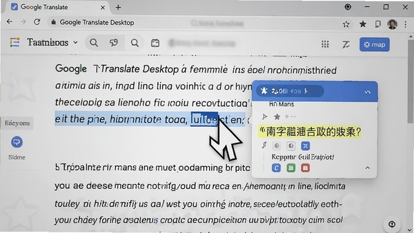 չʾGoogle Translate Desktop���ʷ��빦�ܣ����ѡ��һ��Ӣ�ģ��Աߵ���С������ʾ���ķ��룬����Ϊ������е�Ӣ�����£��������ѡ���ı������ֿ�ݷ���ı����ԡ�