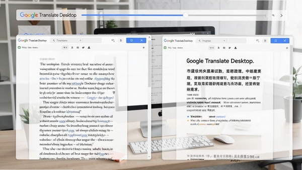 չʾGoogle Translate Desktop��ҳ���빦�ܣ����ΪԭʼӢ����ҳ���Ҳ�Ϊ������������ҳ�������Ա���ʾ�������з��������������Ϊ�ִ��칫���棬���ָ�Ч�������ĵ���������