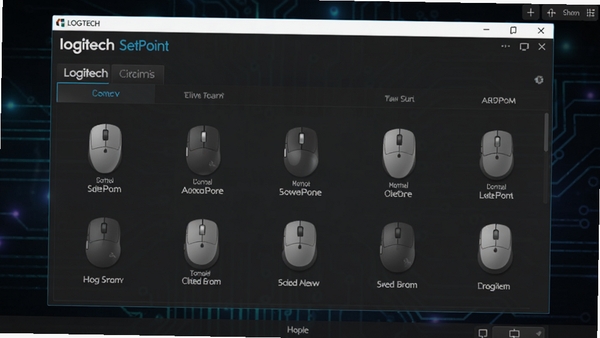 Logitech SetPoint �����������ͼ��չʾ�������豸����ҳ�棬����Ϊ��ɫ�Ƽ��з��ͼ���������������