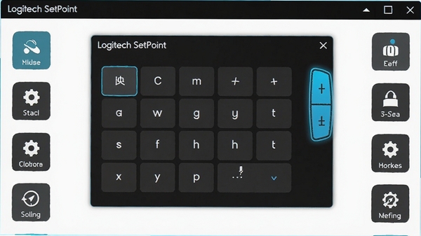 Logitech SetPoint �����Զ������ý��棬չʾ����ӳ�䴰�ڣ����ͼ�θ����������Χ�й���ѡ��ͼ�꣬����������