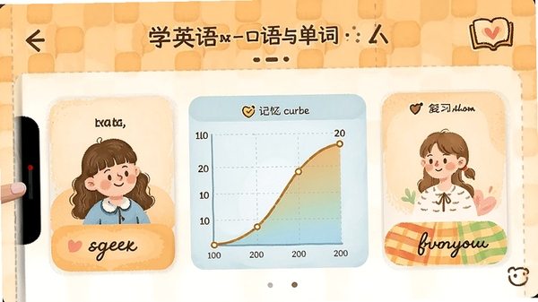 ѧӢ��-�����뵥�ʵĵ��ʼ�����棬չʾ���ʿ�Ƭ����������ͼ�͸�ϰ���ѣ�ɫ����ܰ�����в廭��