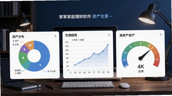 ������ͥ���������ʲ�ȫ�����ܽ��棬չʾ�ʲ��ֲ���ͼ����ծ��������ͼ�����ʲ��Ǳ��̣�����Ϊ�鷿�칫��������ɫ����רҵ�����񣬱�ƽ����ƣ�4k����
