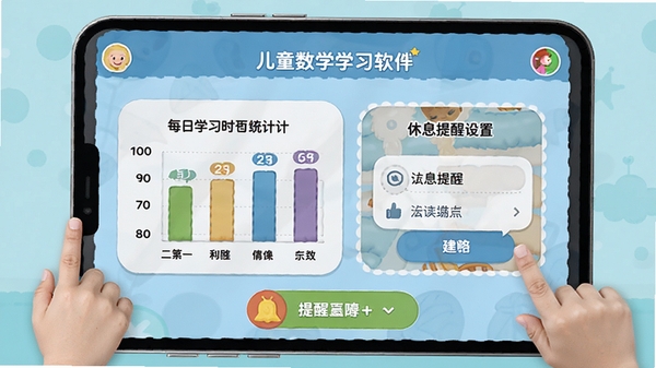 ��ͯ��ѧѧϰ�����ҳ����ƽ��棬��ʾÿ��ѧϰʱ��ͳ�ƺ���Ϣ�������ã������Ѻã����ѹ�����Ŀ