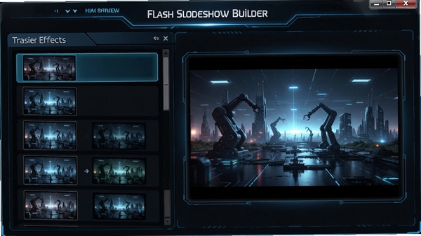 Flash Slideshow Builder ��Ч������壬չʾת��Ч���б���Ԥ�����ڣ��Ƽ���ǿ