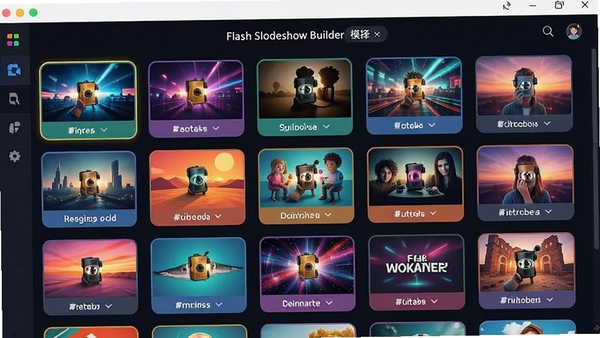 Flash Slideshow Builder ģ��ѡ����棬չʾ���ַ������ͼ��ɫ�����ޣ������Ѻ�