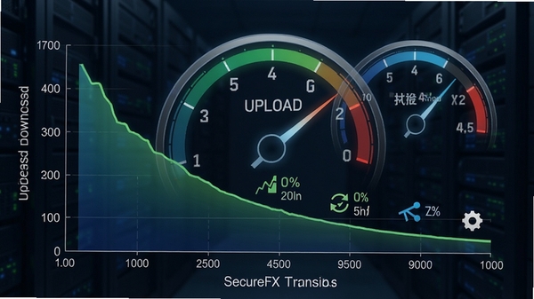 SecureFX�����ٶ�ͼ����չʾ�����ϴ��������ʣ������������Ǳ���Ԫ�أ����ּ�������