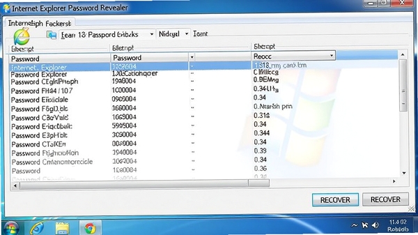 Internet Explorer Password Revealer���������ͼ����ʾ�����б��ͻָ���ť������Ϊ����Windows������ɫ������������ͻ������ָ����ܡ�