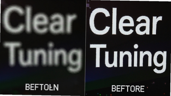 ClearType Tuning����ƽ������ʾ��ͼ��չʾ���ֱ�Ե�Ż�ǰ��Աȣ����ģ���Ҳ�������ɫ������