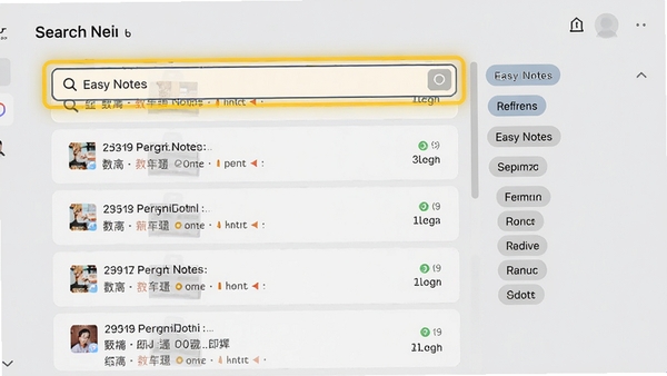 Easy Notes�������ܽ��棬������������·���ʾ��������б������б�ǩɸѡ����������Ϊǳ��ɫ������࣬�ִ���ǿ