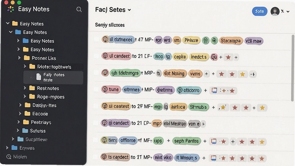 Easy Notes �������ǩ�������棬�����״�ļ��У��Ҳ�ʼ��б�����ɫ��ǩ��չʾ����ɸѡЧ��