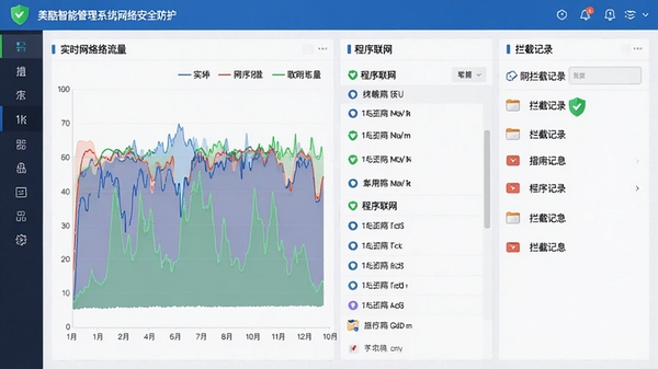 �������ܹ���ϵͳ���簲ȫ�������棬��ʾʵʱ������������ͼ�����������б��Լ����ؼ�¼��������ɫ���ư�ȫͼ��