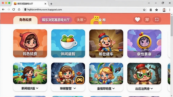 �����������Ϸ����ҳ�棬չʾ�����ǩ����Ϸ��Ƭ����ͼ��������������������ɫ���ݡ��������ǵȷ���ͼ��