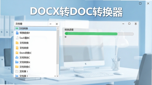 һ���������ĵ�ת�����������棬����ļ��б����Ҳ�ת�����������������ơ�DOCXתDOCת������������ʾ�ڶ���������Ϊ����ɫ�칫����