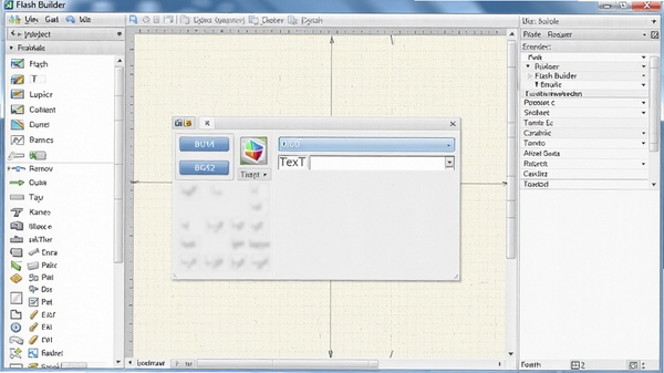 Flash Builder ���ӻ���ק��ƽ��棬�������⣬�м仭�����а�ť���ı����Ҳ����Լ����������Ϊǳɫ����