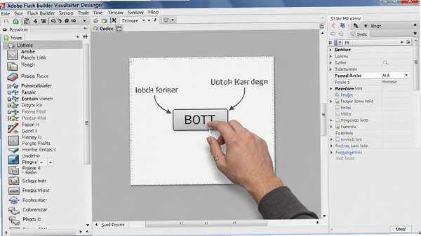 Adobe Flash Builder���ӻ������������������������塢�м仭�����Ҳ�������壬������Ա����ק��ť����������ϣ�����Ϊǳɫ���⣬��ע�������