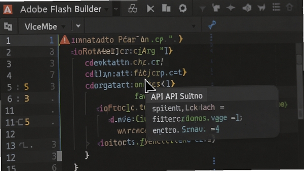 Adobe Flash Builder���ܴ���༭����д�������ͣ��API����ʾ����˵���������кš��ϵ��ǡ�������ʾͼ�������ɼ����༭������Ϊ��ɫ