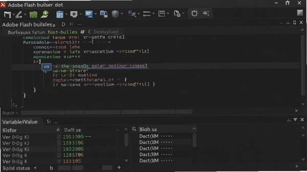 Adobe Flash builder���Խ��棬���봰����ʾ�ϵ㣬�·����ӱ���ֵ�������������е��԰�ť��������ɫ��ͻ������״̬