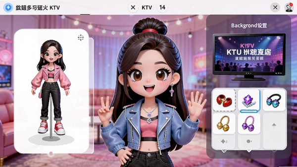 �Թ�������ƵKTV��������༭���棬չʾ��ɫ��װ������ѡ��ͱ������ã���������ɰ�ʱ�У�ɫ������