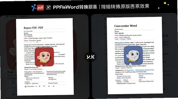 ����һ��չʾpdfתwordת�������滹ԭЧ����ͼƬ��ͼƬչʾԭʼPDF��ת�����Word�ĵ����ŶԱȣ�ͻ����������