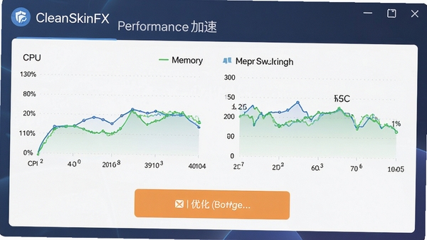 CleanSkinFX���ܼ�����壬��ʾCPU���ڴ�ռ����ʵʱ���ߣ��ṩһ���Ż���ť