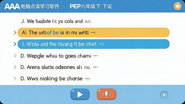 AAA���Ե��ѧϰ����PEP���꼶�²�Ŀ��ĵ�����棬��ʾ���ľ����б�����ǰ���Ӹ��������в��ź�¼����ť������������