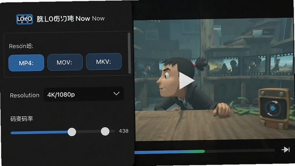 Remove Logo Now���������壬��ʾMP4��MOV��MKV��ʽѡ��ֱ���ѡ��4K/1080p�����ʻ��飬����Ϊ��Ƶ�������ȶ���