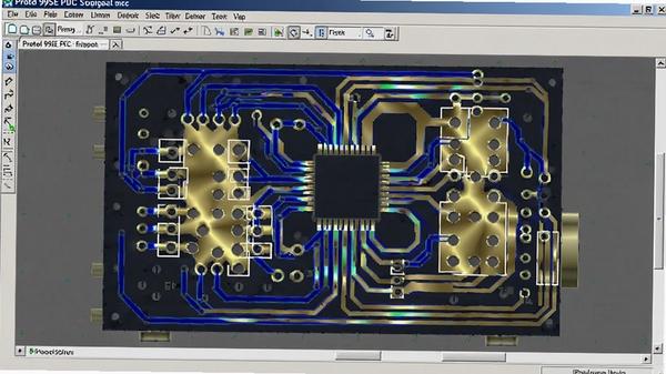Protel 99SE PCB ��ƽ��棬չʾ���岼�ߡ����׺͸�ͭЧ������ɫ�ͽ�ɫ��������ʵ��ǿ