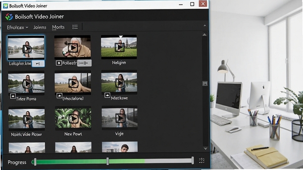 ����һ��չʾBoilsoft Video Joiner�ϲ���Ƶ���̵Ľ���ͼ�������ж����ͬ��ʽ����Ƶ�ļ����ڱ�����ϲ��б����·��н�������ʾ������Ϊ�����İ칫������ǿ�������ĸ�Ч�ԡ�