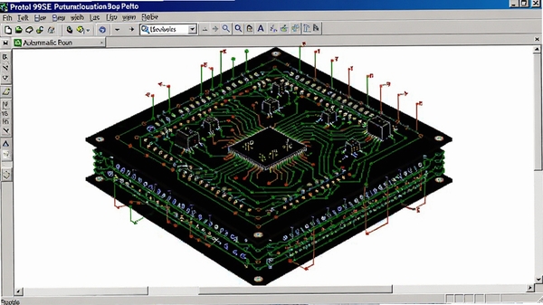 ����һ��Protel 99SE PCB���߽��棬չʾ���岼�������ߣ�ͻ���Զ����߹���