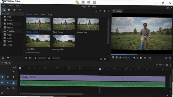 AVS Video Editor �������ͼ����ʾʱ���ߡ��زĿ��Ԥ�����ڣ�����������