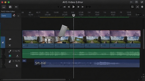 AVS Video Editor ���ʱ���߱༭���棬չʾ��Ƶ�������Ƶ�������Ļ������ز���������