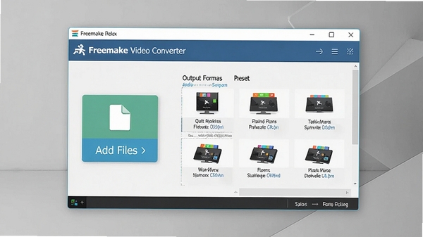 һ��չʾFreemake Video Converter�������ͼ������ͼƬ������������ʾ�����ļ���ť�Ͷ��������ʽԤ�裬����Ϊ�ִ���Լ���͹��������רҵ���ݡ�