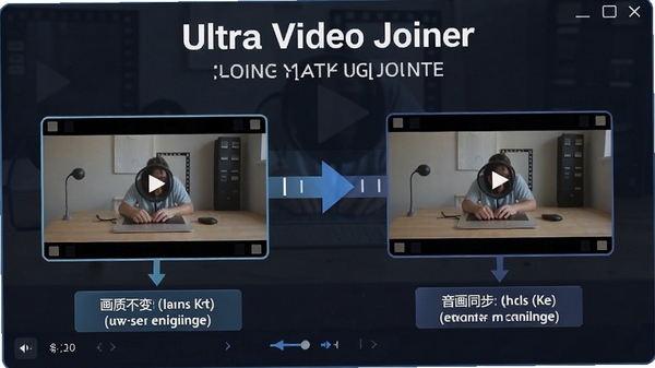 Ultra Video Joiner����ϲ�����ʾ��ͼ��չʾ��ƵƬ�����ӹ��̣�ǿ�����ʲ��䡢����ͬ��