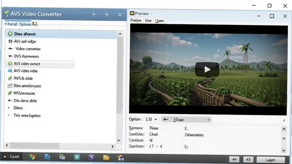 AVS Video Converter�������ͼ����ʾ��ʽת��ѡ���б�����ƵԤ�����ڣ����������ִ�